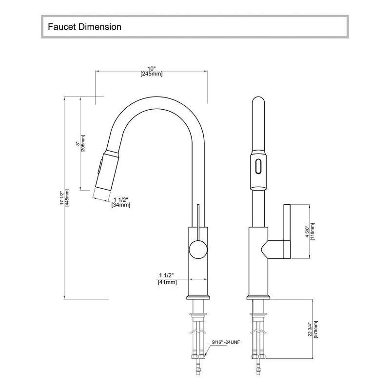 Lefton Copper Kitchen Pull-Down Faucet with 3 Water Outlet Modes-KF2202