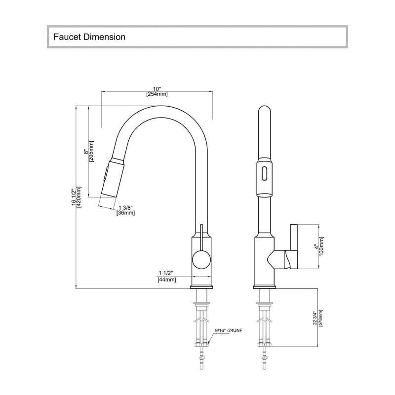 Lefton Copper Kitchen Pull-Down Faucet with 3 Water Outlet Modes-KF2204