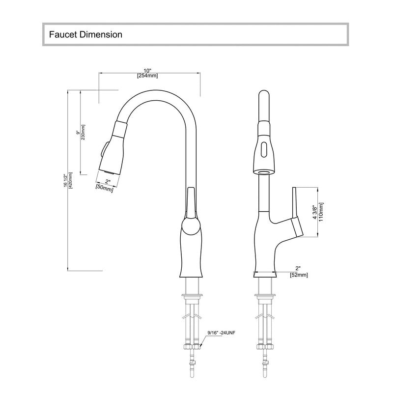 Lefton Copper Kitchen Pull-Down Faucet with 3 Water Outlet Modes-KF2203