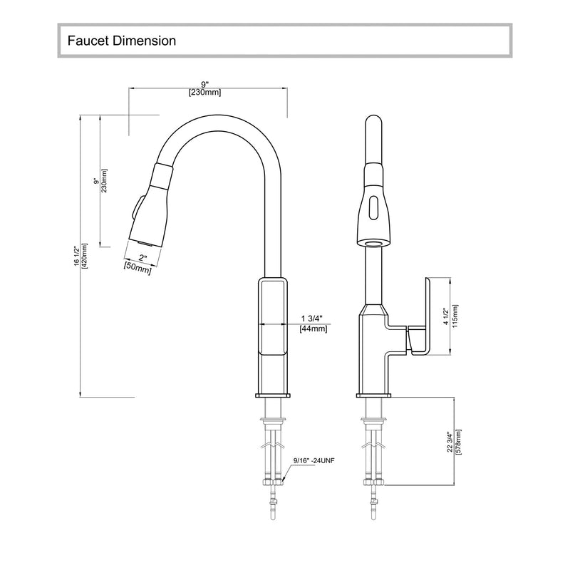 Lefton Copper Kitchen Pull-Down Faucet with 3 Water Outlet Modes-KF2201