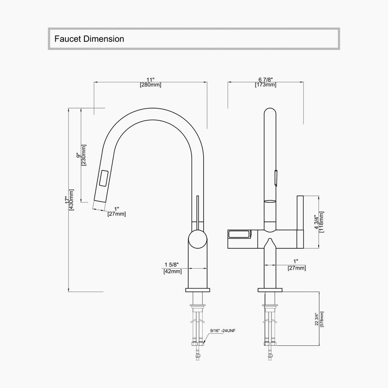 Lefton Automatic Sensor & Pull-Down Kitchen Faucet with Temperature Display-KF2206