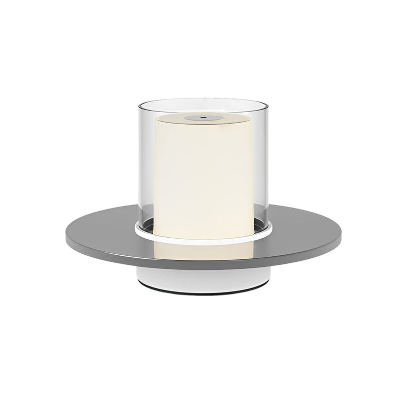 Modern Cordless Cylinder Candle Table Lamp with Dish Base