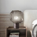 1-Light Cylinder and Cubo Smoke Glass Orb Modern Table Lamp