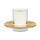 Modern Cordless Cylinder Candle Table Lamp with Dish Base