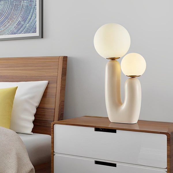 2-Light Modern Beige Cactus LED Accent Table Lamp