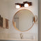 2/3-Light Wood Bathroom Vanity Light with Adjustable Iron Spotlight and Fixed Glass Shades