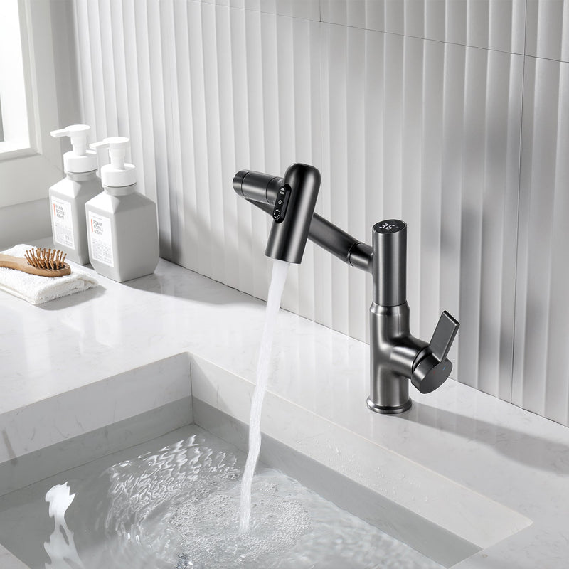 Lefton Single-Hole Rotatable Faucet with Temperature Display-BF2204