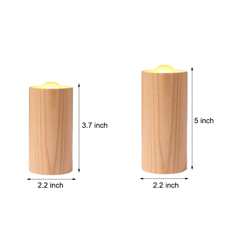 Candlelight Ambient Wood Cylinder Accent LED Table Lamp