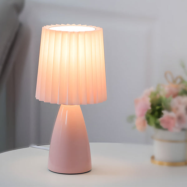 Fabric Pleated Shade Ins Glass 3 Step Dimming USB Nordic Retro Table Lamp - Dazuma