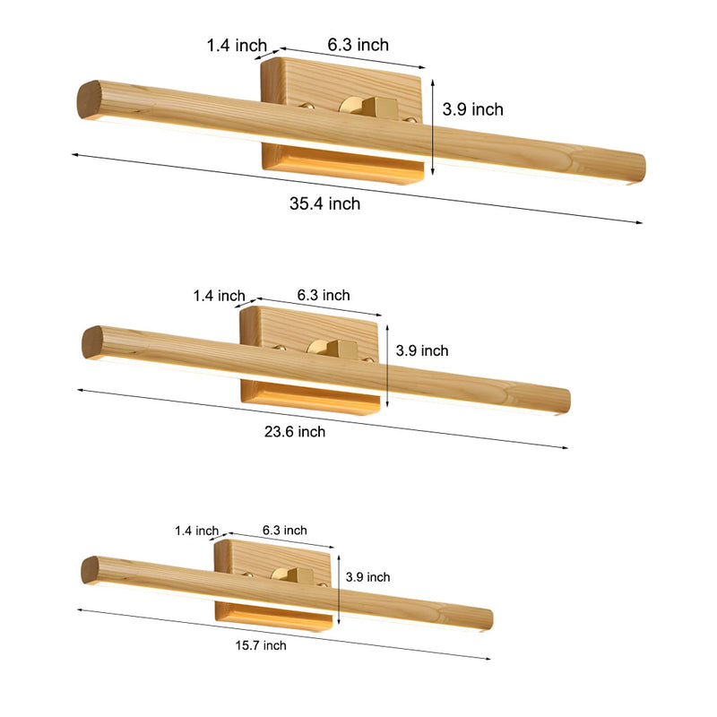 15''/23''/35'' Bathroom Vanity Light with Rotatable Wood LED Fixture