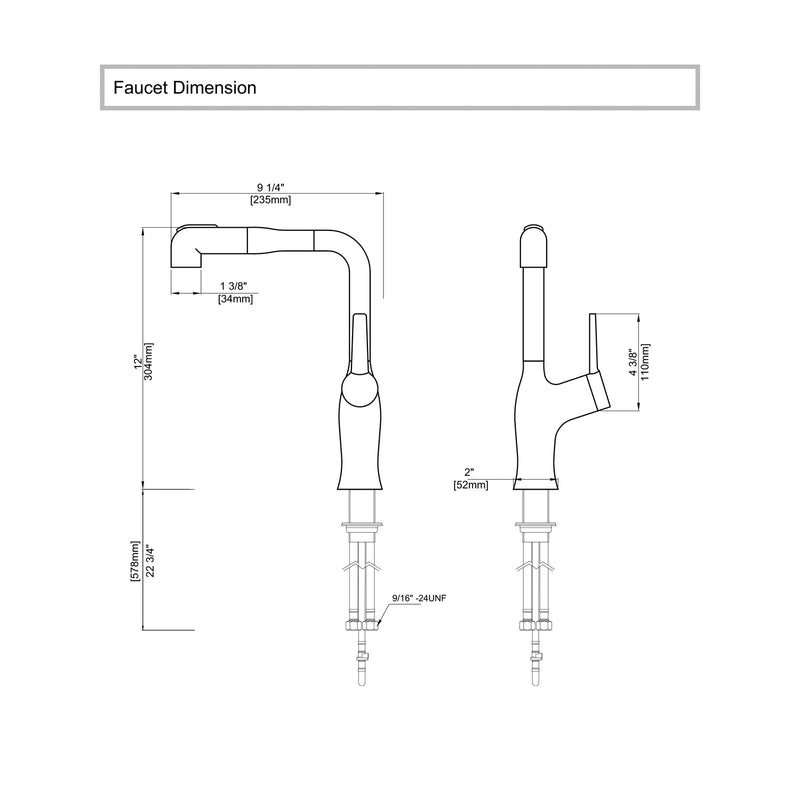 Lefton Single-Hole Rotatable and Pull-Out Faucet-BF2205