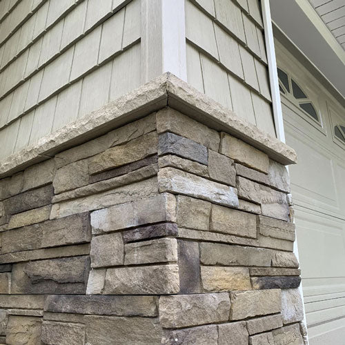 Versetta Stone Plum Creek Ledgestone style exterior garage