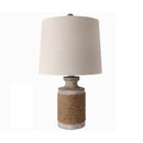 Rustic Oatmeal Fabric Shade Rope Stone Table Lamp