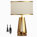 22 inch 1-Light Golden Faux Silk and Brass Geometric Table Lamp