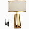 22 inch 1-Light Golden Faux Silk and Brass Geometric Table Lamp