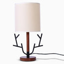 16 inch Vintage Rustic Tree Branch US Plug Table Lamp with Fabric Drum Shade