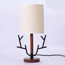 16 inch Vintage Rustic Tree Branch US Plug Table Lamp with Fabric Drum Shade