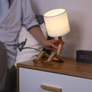 Adjustable LED Wooden Sitting Robot Table Lamp