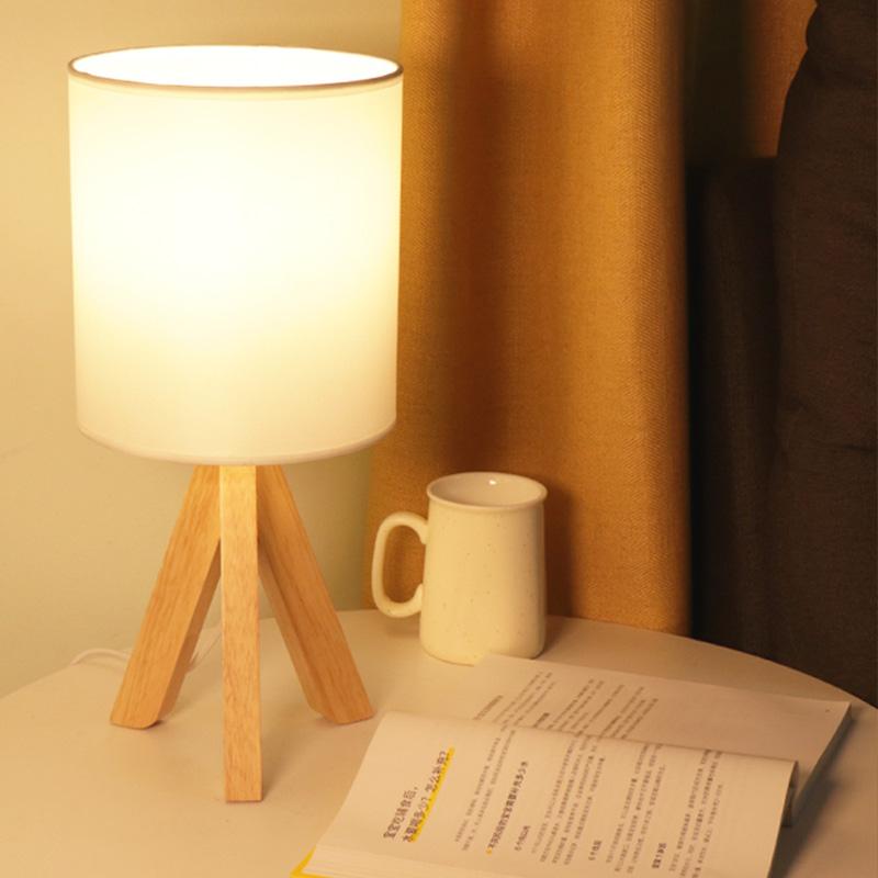 15 inch Wood Modern Tripod Table Lamp