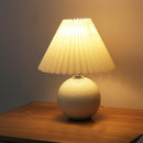 Modern White Globe Ceramic and Pleated Table Lamp