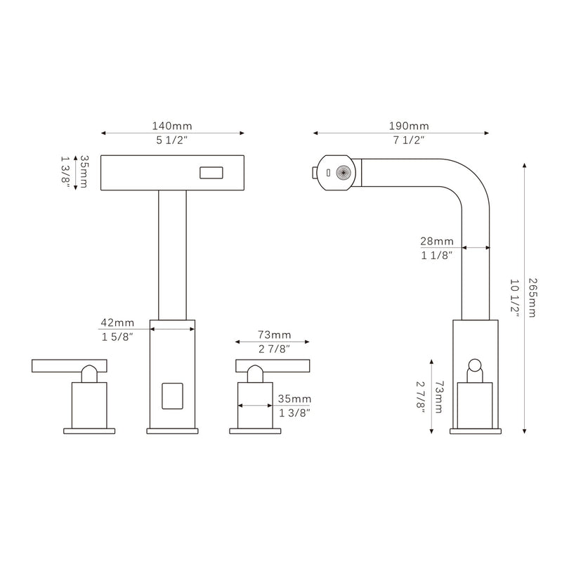 Lefton Two-Handle Widespread Waterfall & Pull-Out Bathroom Faucet with Temperature Display-BFWS2401