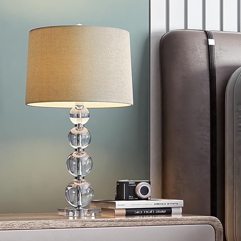 25 inch Light-Through Stacked Spheres Crystal Table Lamp