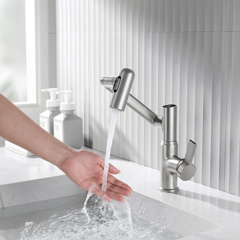 Lefton Single-Hole Rotatable Faucet with Temperature Display-BF2204