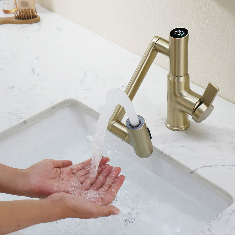 Lefton Single-Hole Rotatable Faucet with Temperature Display-BF2204