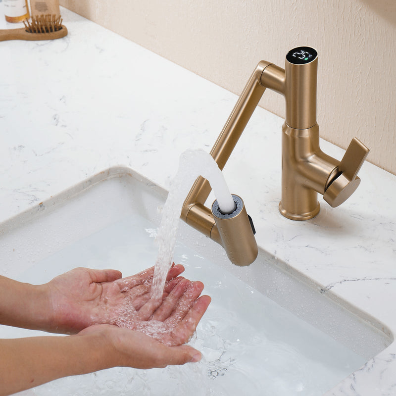 Lefton Single-Hole Rotatable Faucet with Temperature Display-BF2204