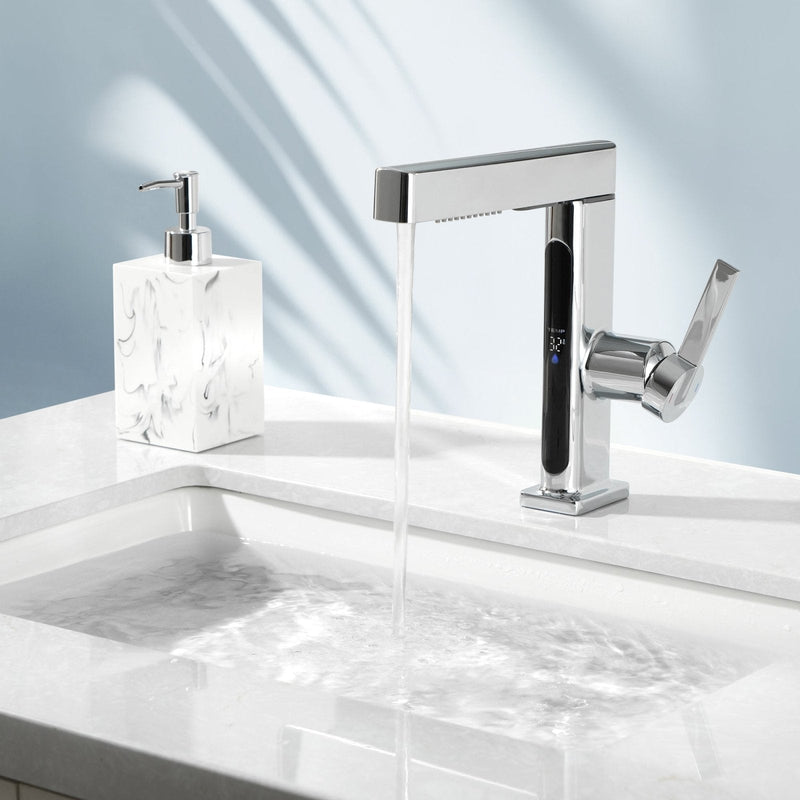 Lefton Single-Hole Pull-Out Faucet with Temperature Display-BF2206