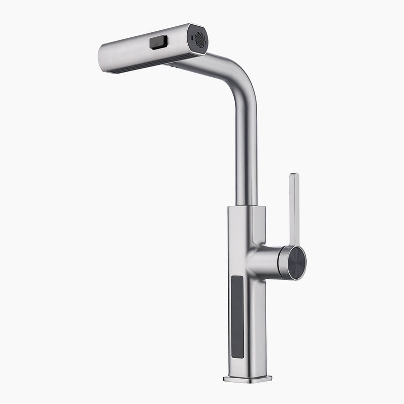 Lefton Waterfall & Pull-Out Kitchen Faucet with Temperature Display-KF2209 -Kitchen Faucets- Lefton Home