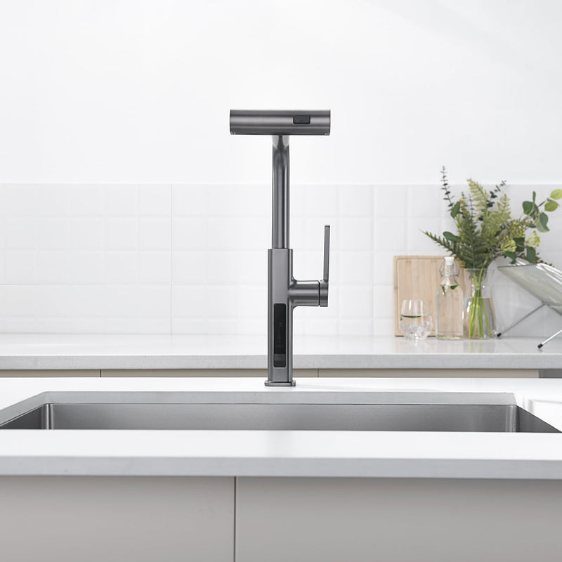 Lefton Waterfall & Pull-Out Kitchen Faucet with Temperature Display-KF2209