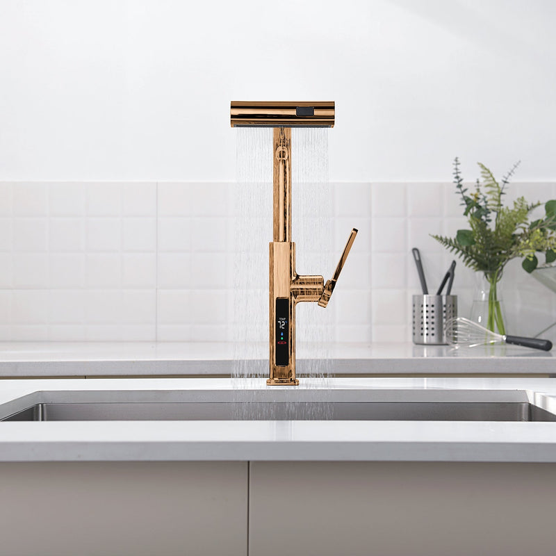 Lefton Waterfall & Pull-Out Kitchen Faucet with Temperature Display-KF2209