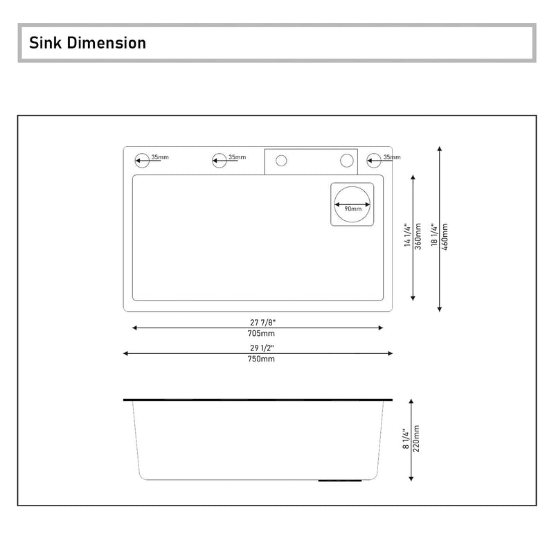 Lefton Single Bowl Workstation Kitchen Sink Set with Waterfall Faucet-KS2203