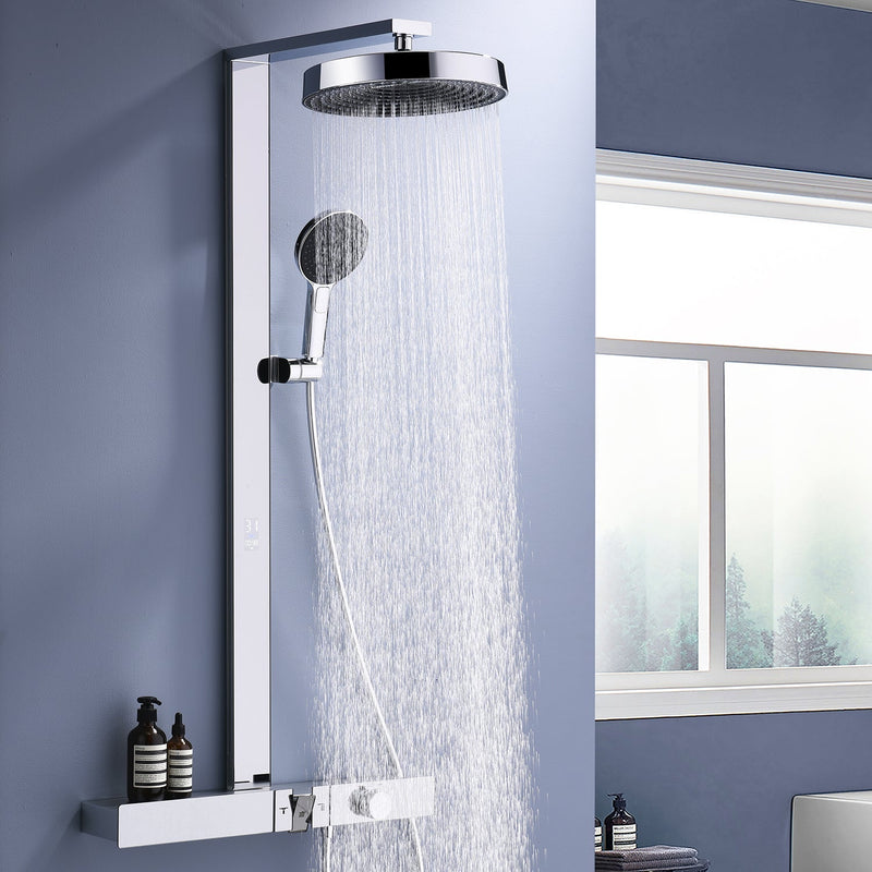 Lefton Thermostatic Shower System with Rainfall Showerhead & Digital Temperature Display-RSS2301 -- Lefton Home