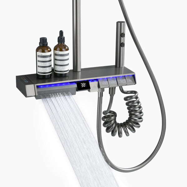 Lefton Thermostatic Shower System with 5 Water Modes and Temperature Display Screen-SST2206